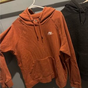 Nike Rust Orange Pullover Hoodie with White Swoosh Tag
